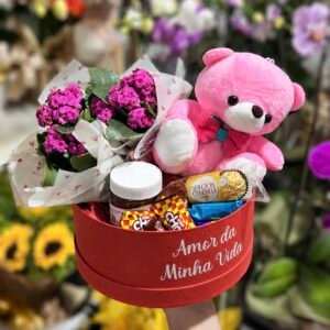 Box com Chocolate, Nutella, Begônia e Urso